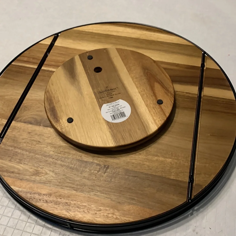 Hearth & Hand Wooden 18” Lazy Susan with Metal Trim